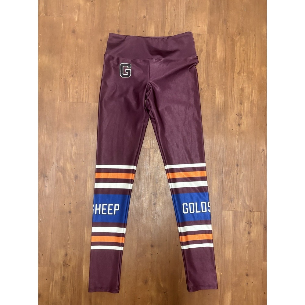 Goldsheep Burgundy Graphic Athletic Leggings Women's XS Yoga Gym Workout Pants